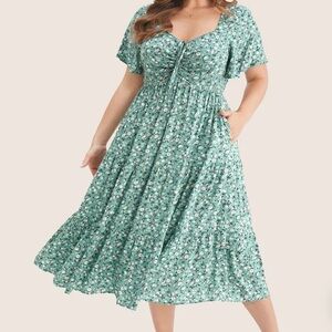 Floral Green Midi Dress